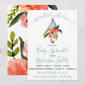 愛を添えて！傘のベイビースプリンクル 招待状 (正面/裏面)