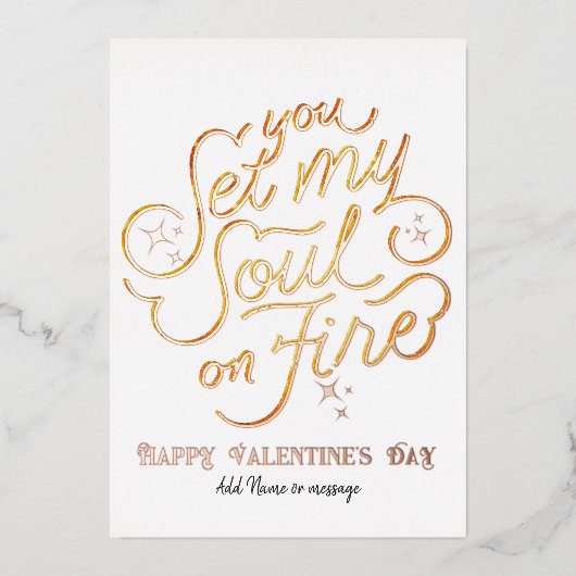 愛を燃やしてくれるバレンタインデー・記念日 箔シーズンカード (正面)