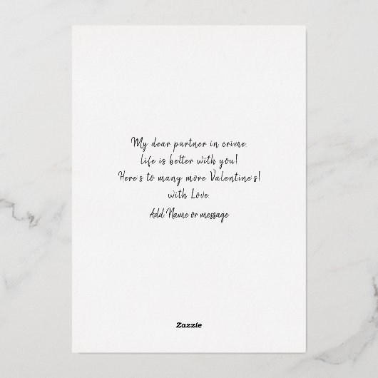 愛を燃やしてくれるバレンタインデー・記念日 箔シーズンカード (裏面)