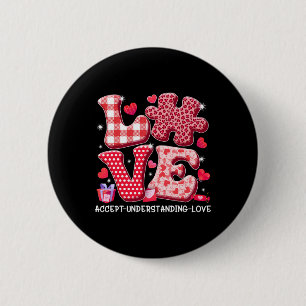 愛を理解する自閉症意識バレンタインを受け入れる 缶バッジ