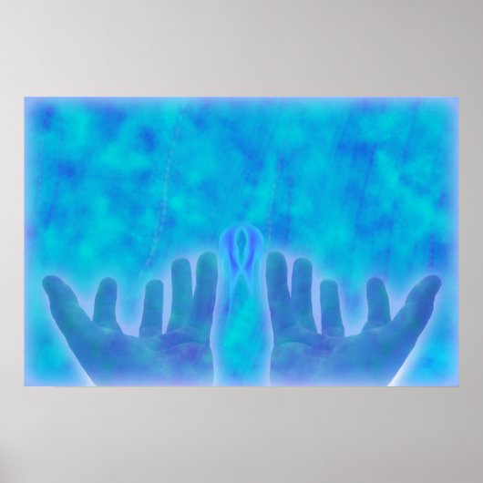 愛を癒す青いエネルギー癒しの手 ポスター (正面)