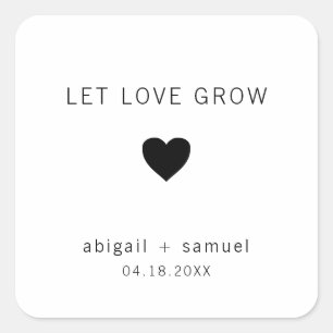 愛を白黒モダンで育てる結婚式の引き出物 スクエアシール