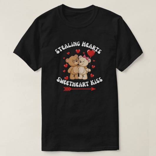 愛を盗むハートのキス テディベア Tシャツ (デザイン正面)