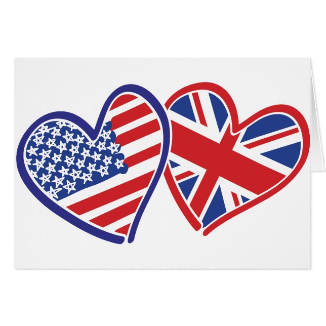 愛を示すハートの米国そしてイギリス (正面横)