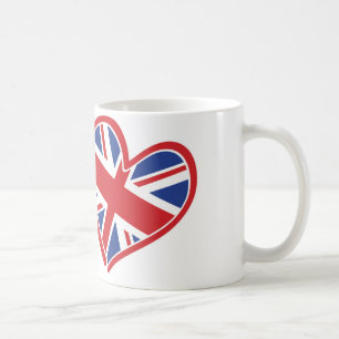 愛を示すハートの米国そしてイギリス コーヒーマグカップ