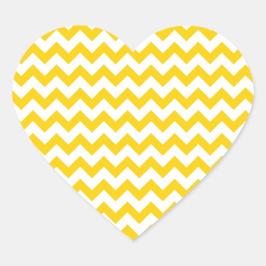 愛を示す：カナリアイエローホワイトジグザグシェブロン ハートシール (正面)