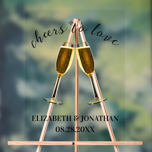 愛を祝うシャンパングラス アクリルサイン (ニュートラル)