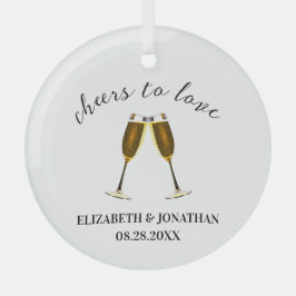 愛を祝うシャンパングラス ガラスオーナメント