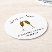 愛を祝うシャンパングラス ラウンドペーパーコースター (アングル)