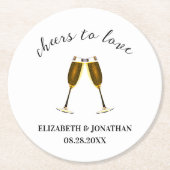 愛を祝うシャンパングラス ラウンドペーパーコースター (正面)