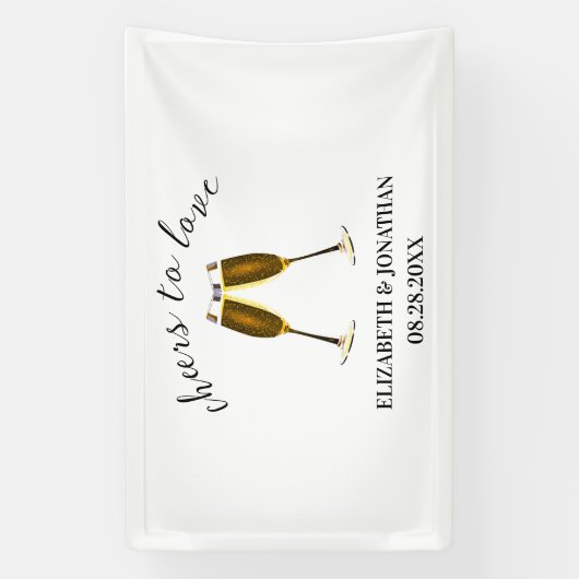 愛を祝うシャンパングラス 横断幕 (縦)