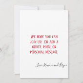 愛を祝う赤いポピーと葉の花 招待状 (裏面)