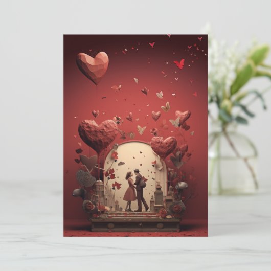 愛を祝おう:ヒプスター ヴィンテージ バレンタインデー シーズンカード (スタンド正面)