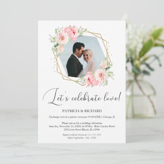 愛を祝おう！内緒の結婚式の披露宴 招待状 (スタンド正面)