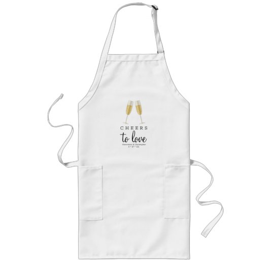 愛を祝して | エレガントなシャンパン ウェディング ロングエプロン (正面)