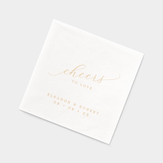 愛を祝って - ミニマルなカリグラフィー結婚式 箔ナプキン (左)