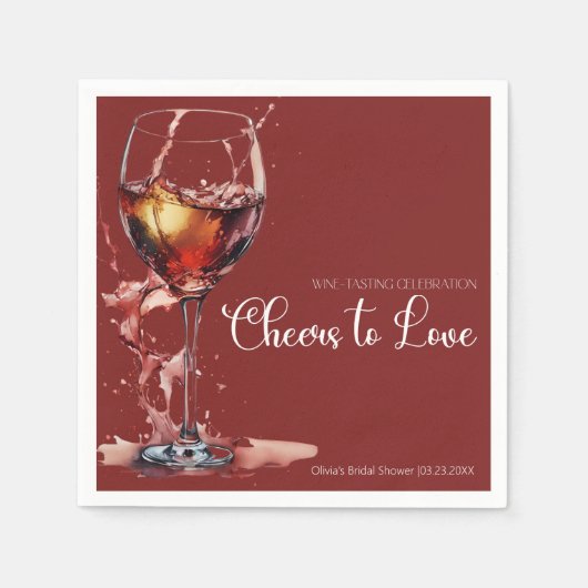 愛を祝って ワイン テイスティング ブライダル シャワー スタンダードカクテルナプキン (正面)