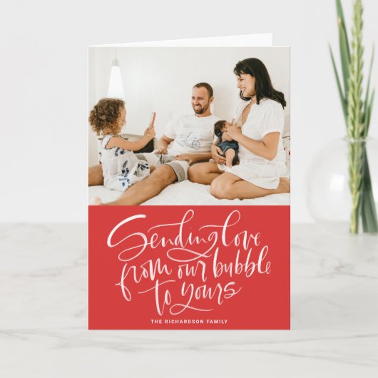 愛を私たちのバブルからあなたの赤い写真に送る シーズンカード (正面)