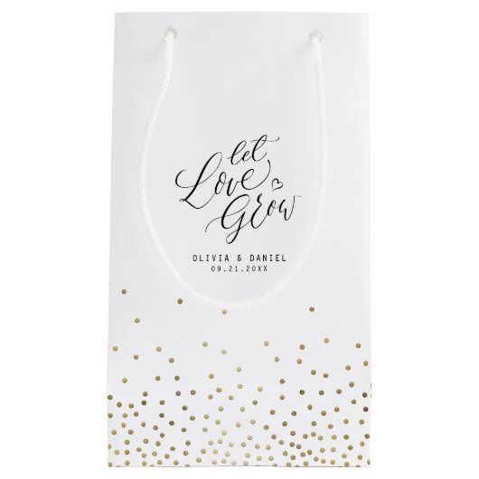 「愛を育てて」モダンカリグラフィー ウェディングギフト スモールペーパーバッグ (正面)