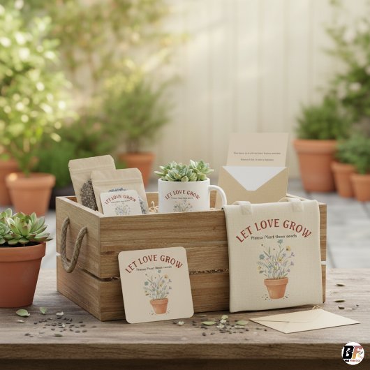 「愛を育てて」ワイルドフラワー シードパケット ラスティック ウェディング スクエアシール