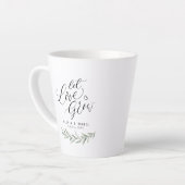 「愛を育てよう」書道の素朴な緑の恵み カフェラテマグ (左アングル)