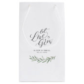 「愛を育てよう」書道の素朴な緑の恵み スモールペーパーバッグ (裏面)