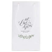 「愛を育てよう」書道の素朴な緑の恵み スモールペーパーバッグ (正面)