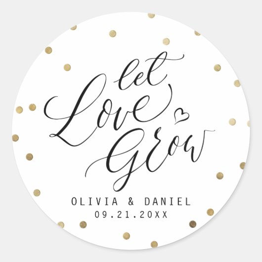 「愛を育てよ」書モダン道結婚式の引き出物 ラウンドシール (正面)