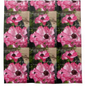 愛を育てるピンクのフローラシャワーカーテン シャワーカーテン (正面)