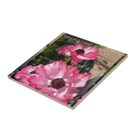 愛を育てる翼をフローラ引用文陶瓦 タイル (側面)