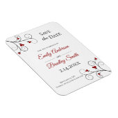 愛を育てる |赤いハートウェディング日付を保存 マグネット (右側)