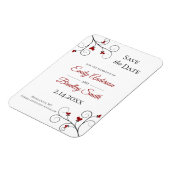 愛を育てる |赤いハートウェディング日付を保存 マグネット (左側)