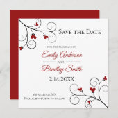愛を育てる |赤いハートウェディング日付を保存 招待状 (正面/裏面)