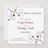 愛を育てる |赤いハートウェディング日付を保存 招待状 (正面)