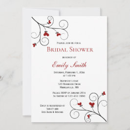 愛を育てる |赤いハートブライダルシャワー 招待状