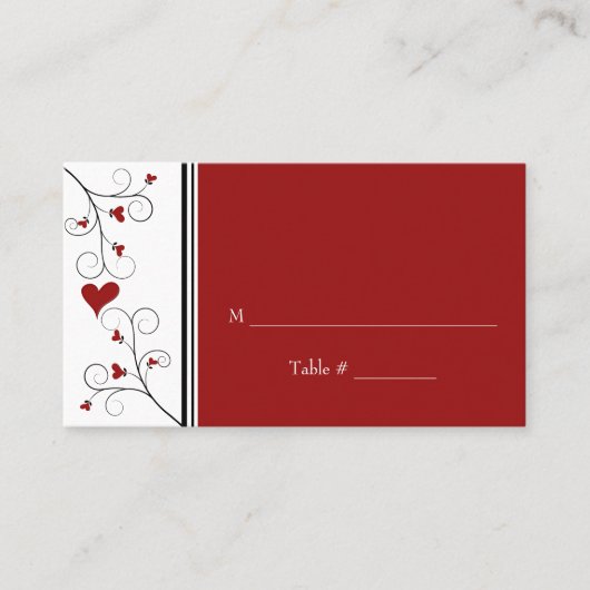 愛を育てる |赤いハート結婚バレンタイン プレイスカード (正面)