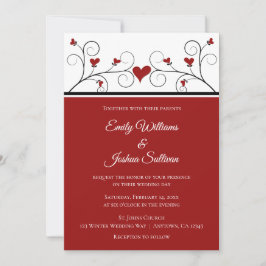 愛を育てる |赤いハート結婚バレンタイン 招待状