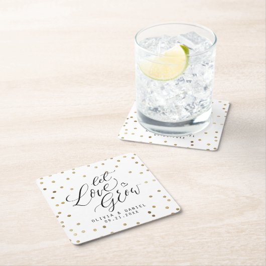 「愛を育てモダンよ結婚」 スクエアペーパーコースター (インサイチュ)