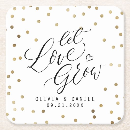 「愛を育てモダンよ結婚」 スクエアペーパーコースター (正面)