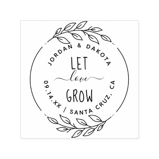 愛を育て手描き素朴の台本と枝 セルフインキングスタンプ (デザイン)