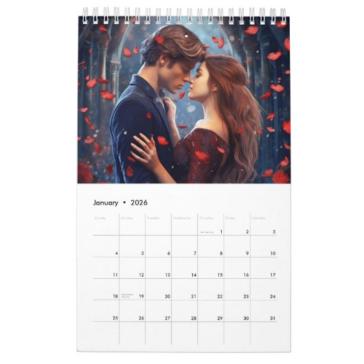愛を表すツインフレイムカレンダー カレンダー (1月 2026)