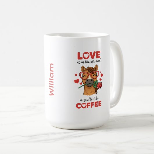愛を表現する馬のマグカップ コーヒーマグカップ (正面右)