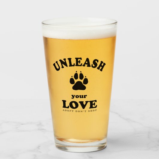 愛を解き放つ |犬の養子縁組引用文 タンブラーグラス (ドリンク正面)