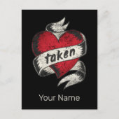 愛を誓い合った ヴィンテージ タトゥー ハート 婚約指輪 ポストカード (正面)