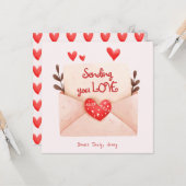 愛を贈ります バレンタインデーの挨拶 カード (正面/裏面インサイチュ)