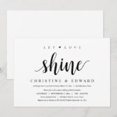 愛を輝かせて。モダンな結婚後の秘密の挙式 招待状 (正面/裏面)
