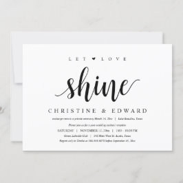 愛を輝かせて。現代的な結婚後の秘密の挙式 招待状