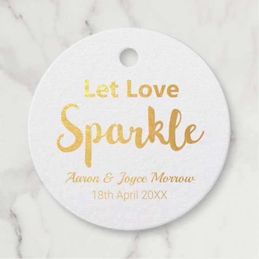 愛を輝かせ金実在箔 フェイバータグ (正面)