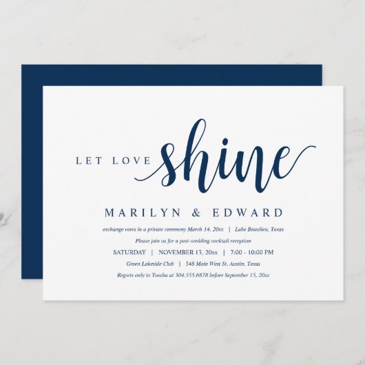 愛を輝かせ、ポストモダンの結婚駆け落ち投資 招待状 (正面/裏面)