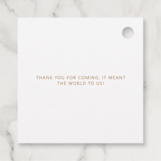 愛を輝かせ、モダン金ゴールドと白 フェイバータグ (裏面)